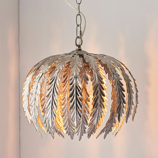 Delphine Small Leaf Pendant Light In Silver