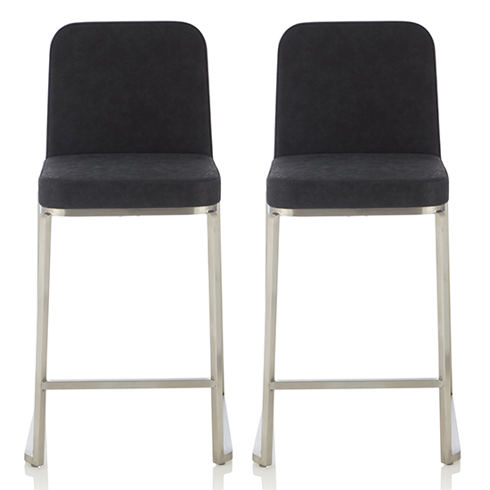 Read more about Delray black faux leather counter height bar stools in pair