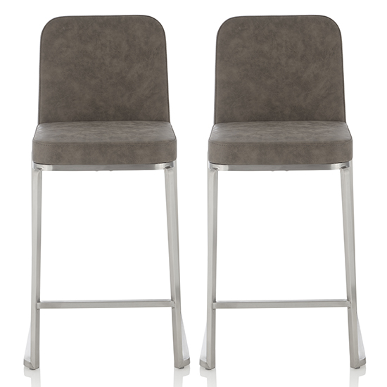 Delray Grey Faux Leather Counter Height Bar Stools In Pair