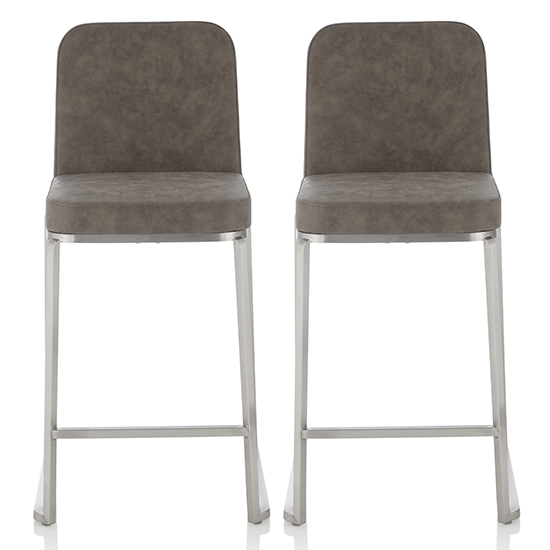 Photo of Delray grey faux leather counter height bar stools in pair