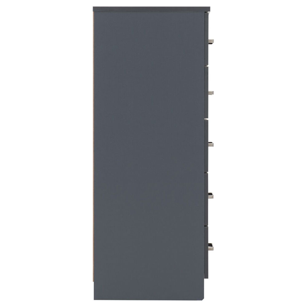 Delrion Narrow Wooden Chest Of 5 Drawers in Dark Grey