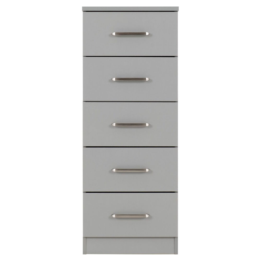 Delrion Narrow Wooden Chest Of 5 Drawers in Light Grey