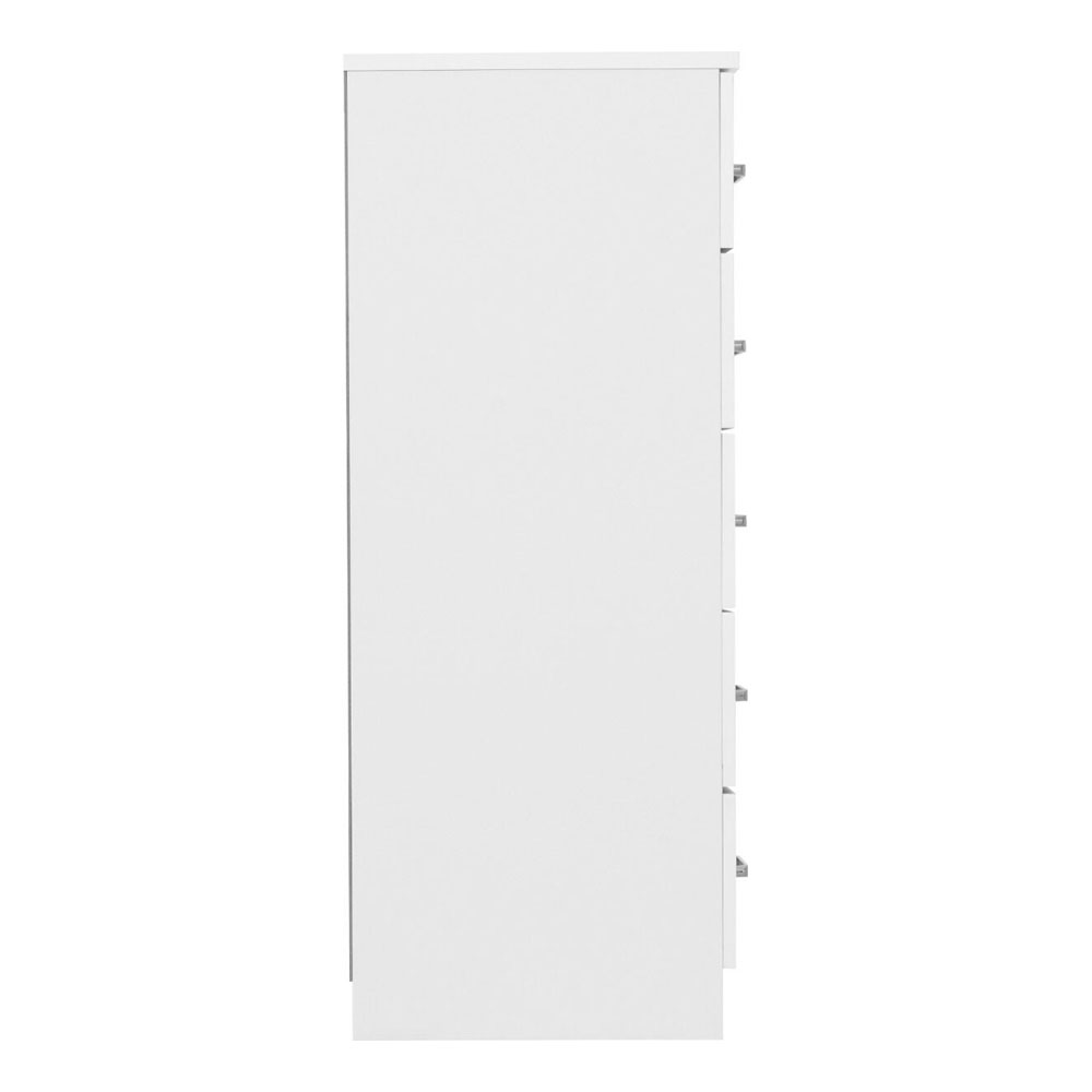 Delrion Narrow Wooden Chest Of 5 Drawers in White