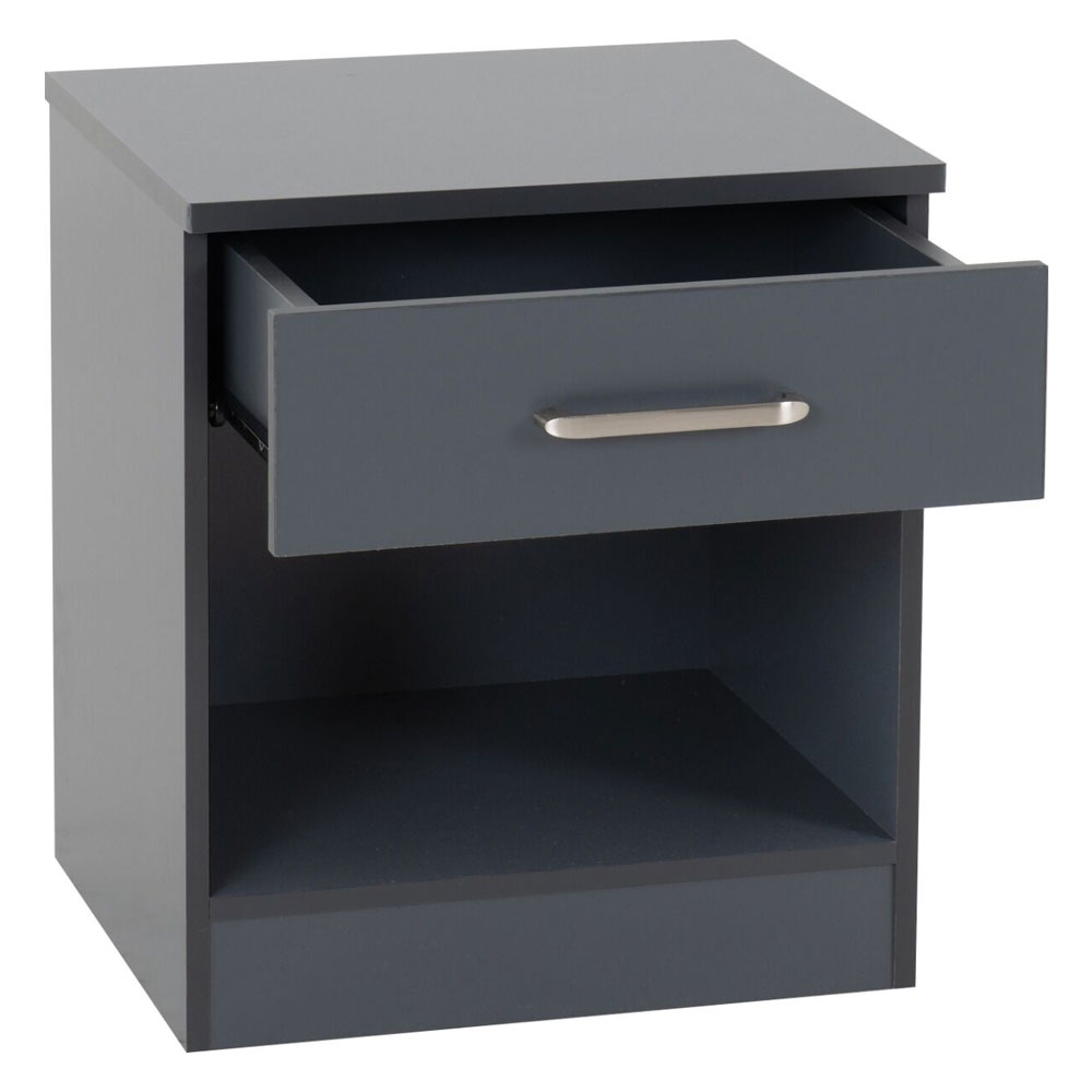 Delrion Wooden Bedroom Furniture Set with 2 Doors 5 Drawers in Dark Grey