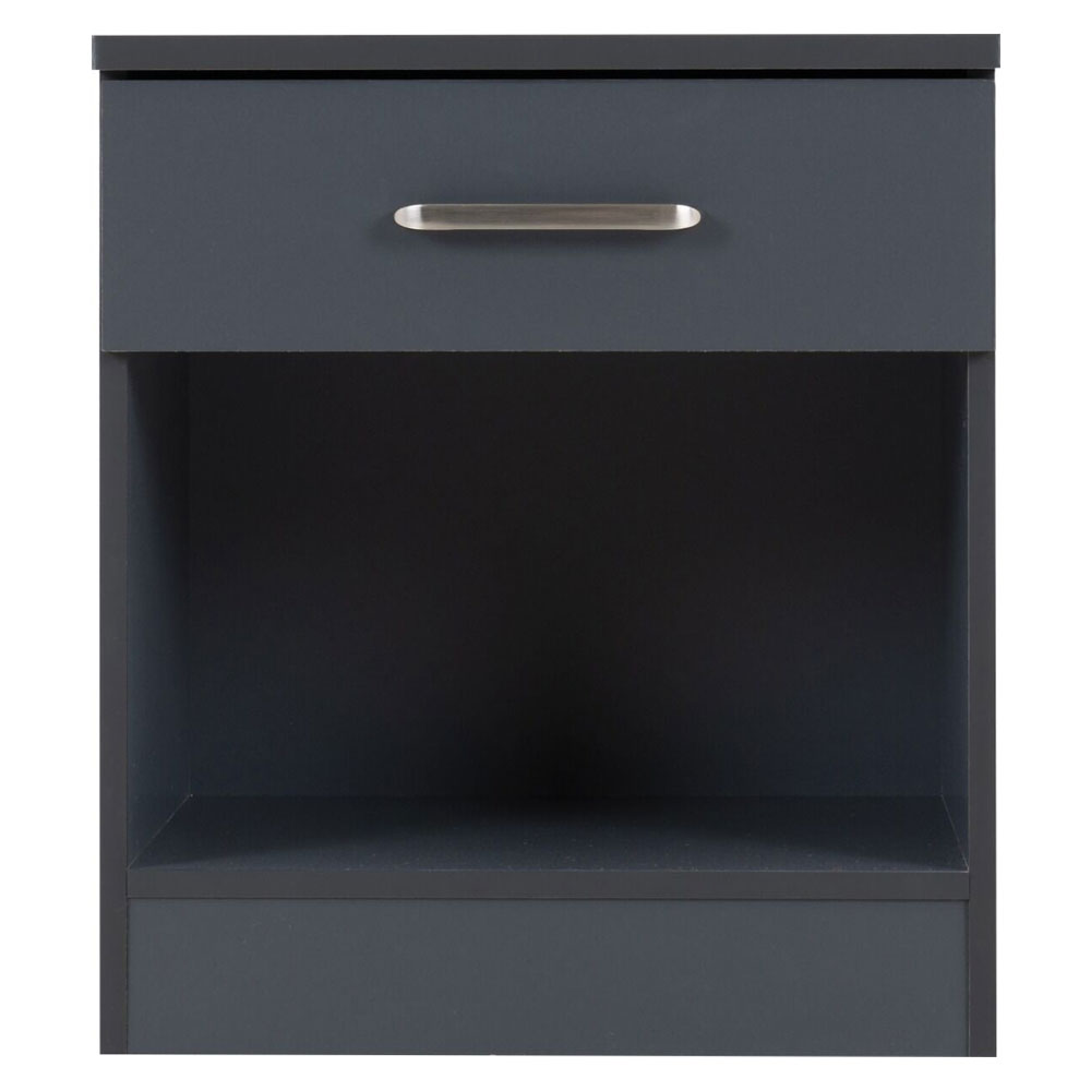 Delrion Wooden Bedroom Furniture Set with 2 Doors 5 Drawers in Dark Grey