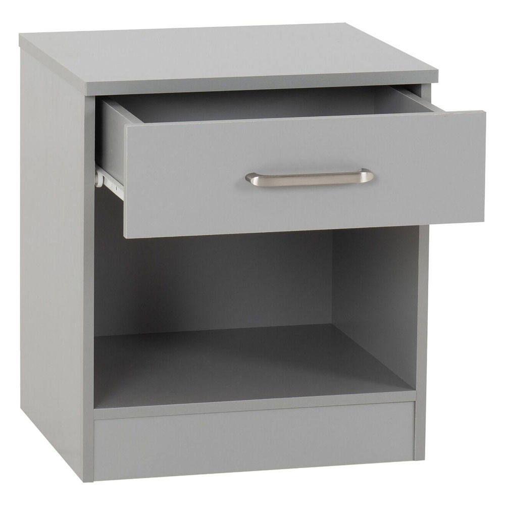Delrion Wooden Bedroom Furniture Set with 2 Doors 5 Drawers in Light Grey
