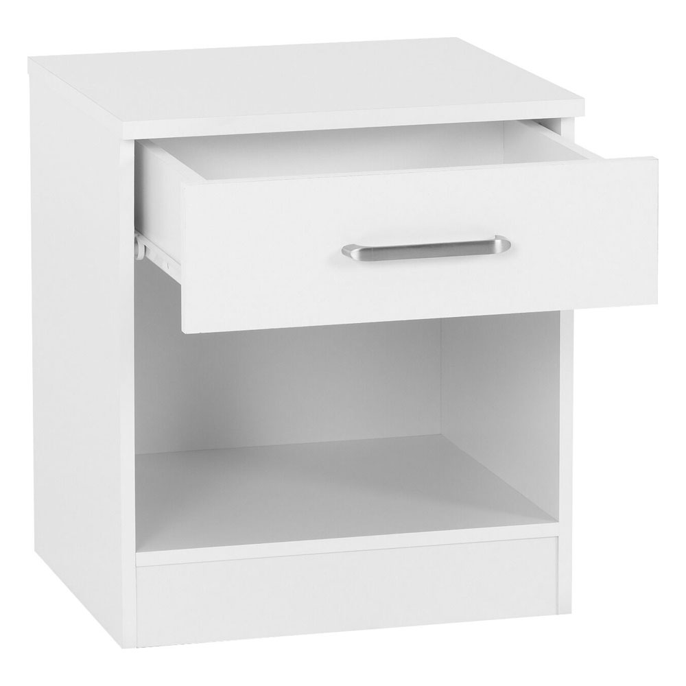 Delrion Wooden Bedroom Furniture Set with 2 Doors 5 Drawers in White