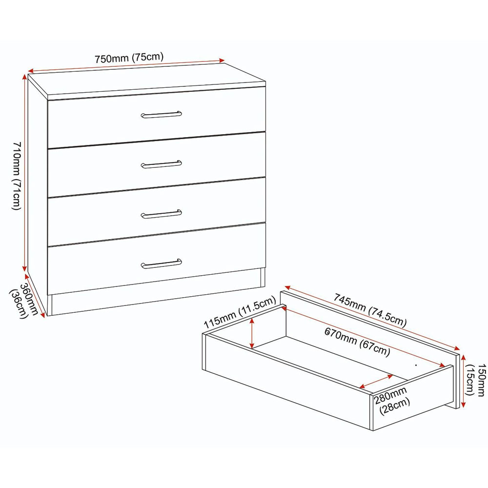 Delrion Wooden Bedroom Furniture Set with 2 Doors 10 Drawers in Light Grey
