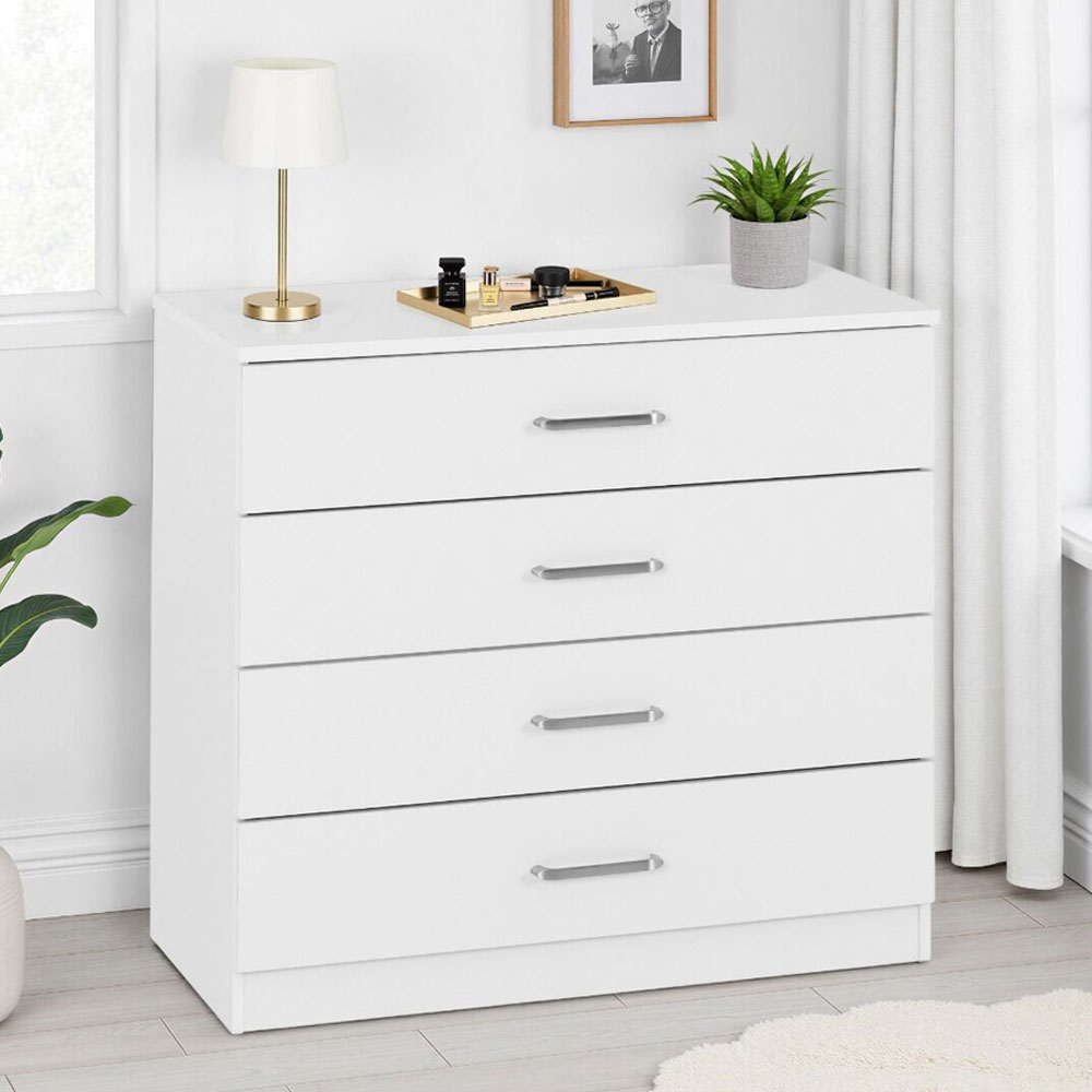 Delrion Wooden Chest Of 4 Drawers in White