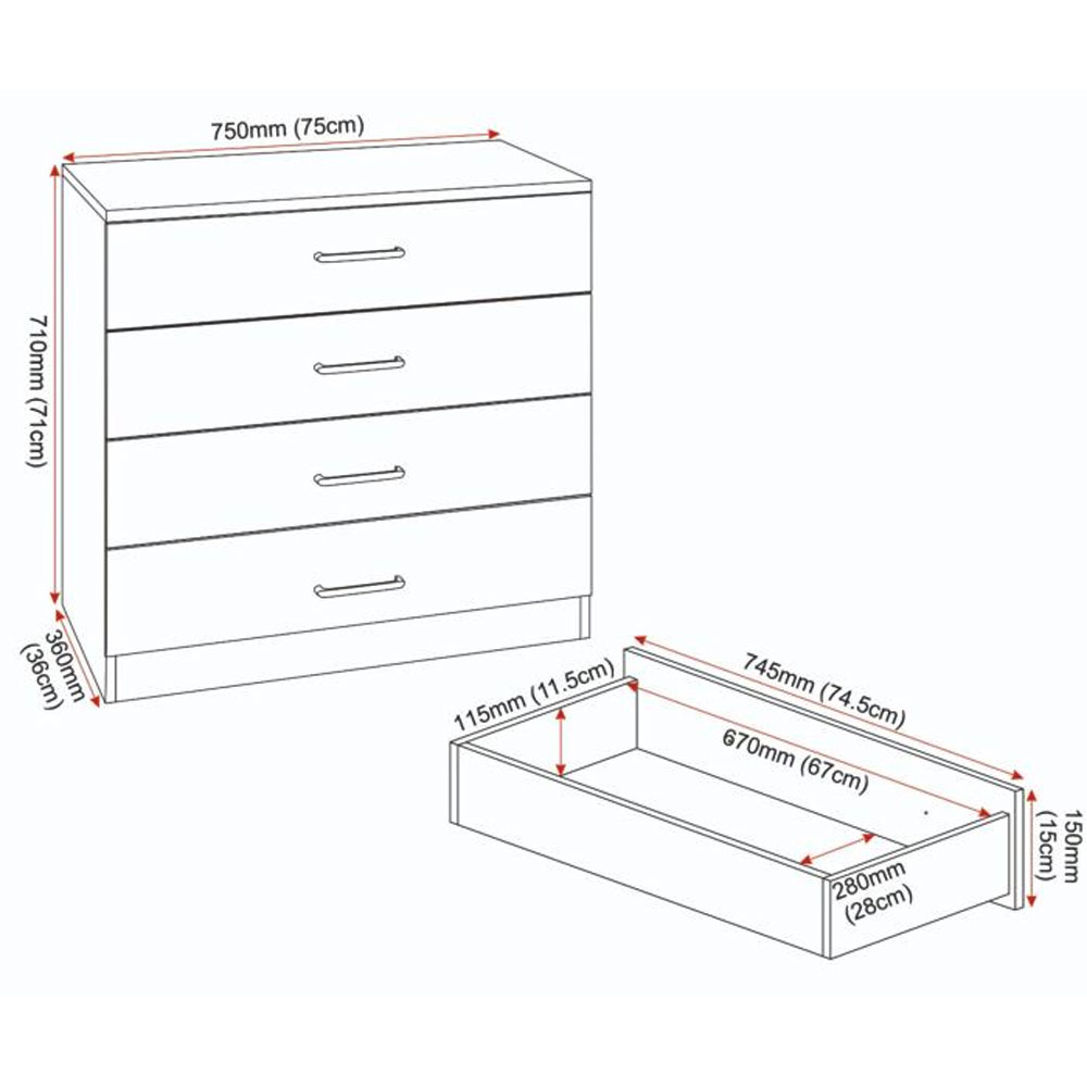 Delrion Wooden Bedroom Furniture Set with 2 Doors 10 Drawers in White