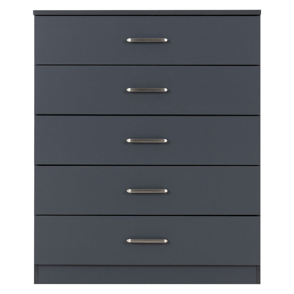 Delrion Wooden Chest Of 5 Drawers in Dark Grey
