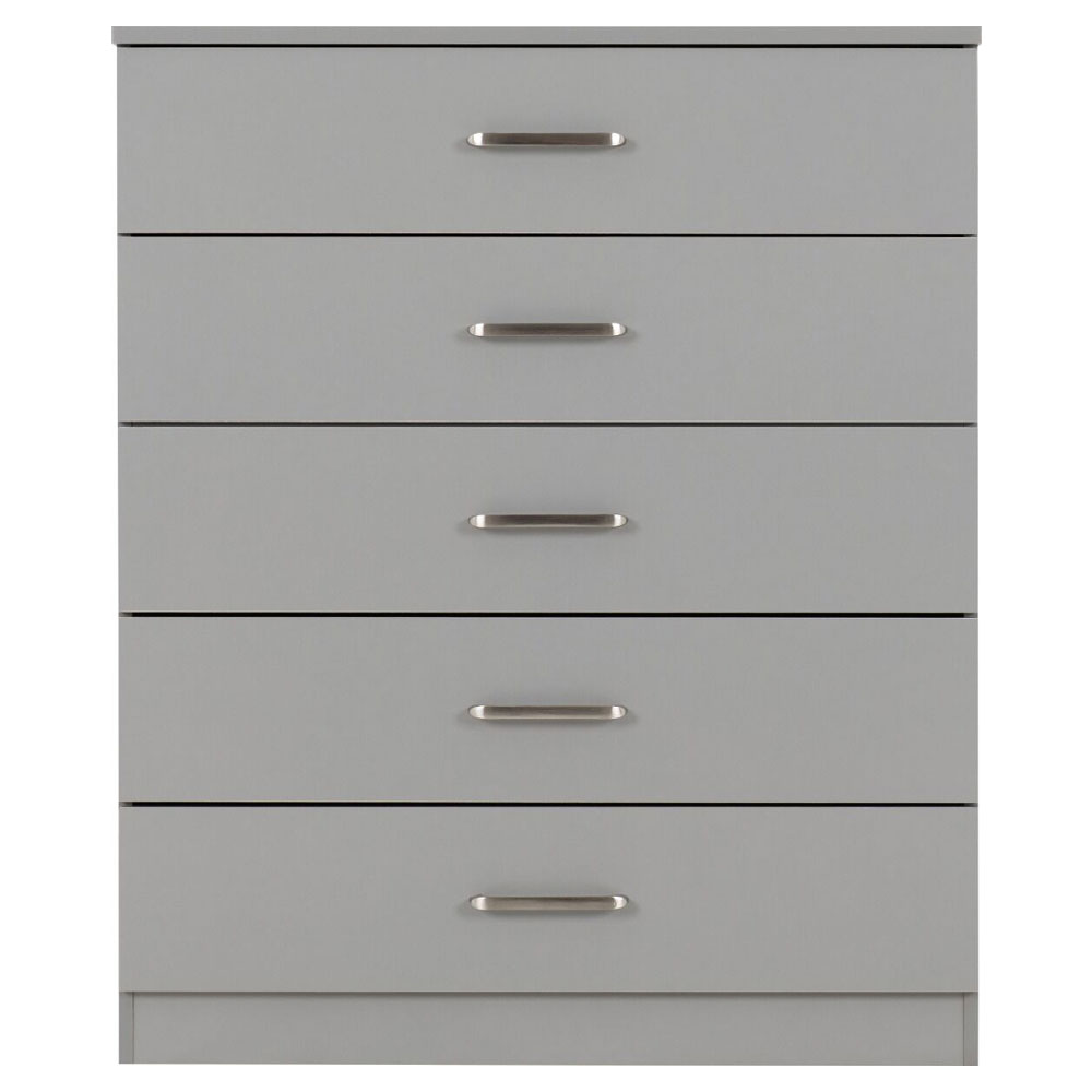 Delrion Wooden Chest Of 5 Drawers in Light Grey