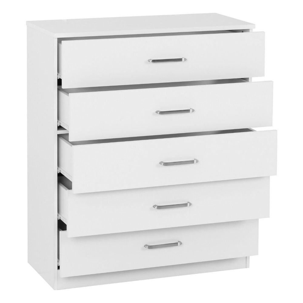 Delrion Wooden Chest Of 5 Drawers in White