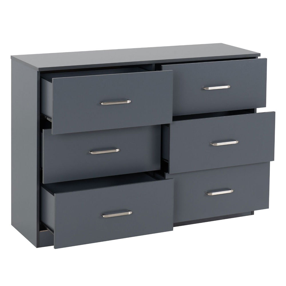 Delrion Wooden Chest Of 6 Drawers in Dark Grey