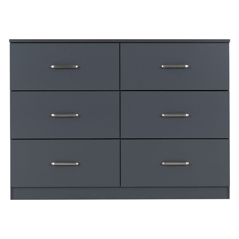 Delrion Wooden Chest Of 6 Drawers in Dark Grey