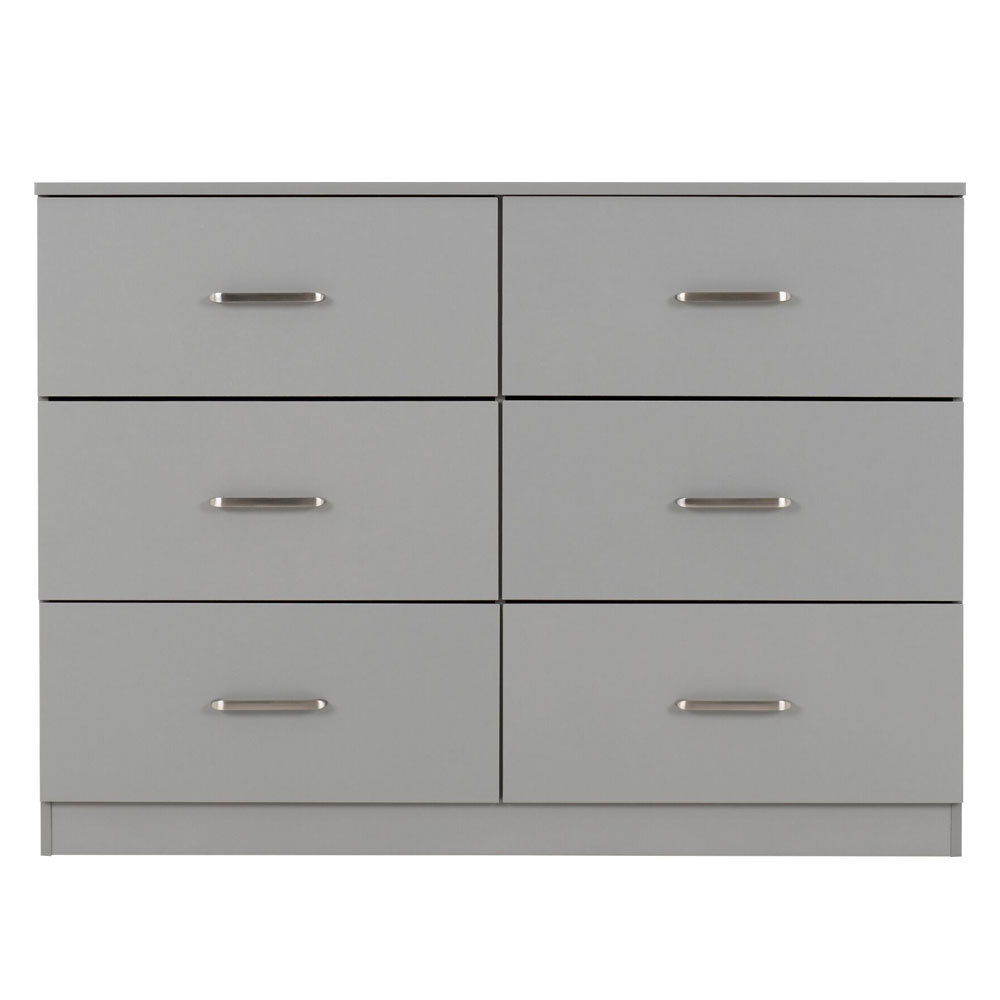 Delrion Wooden Chest Of 6 Drawers in Light Grey
