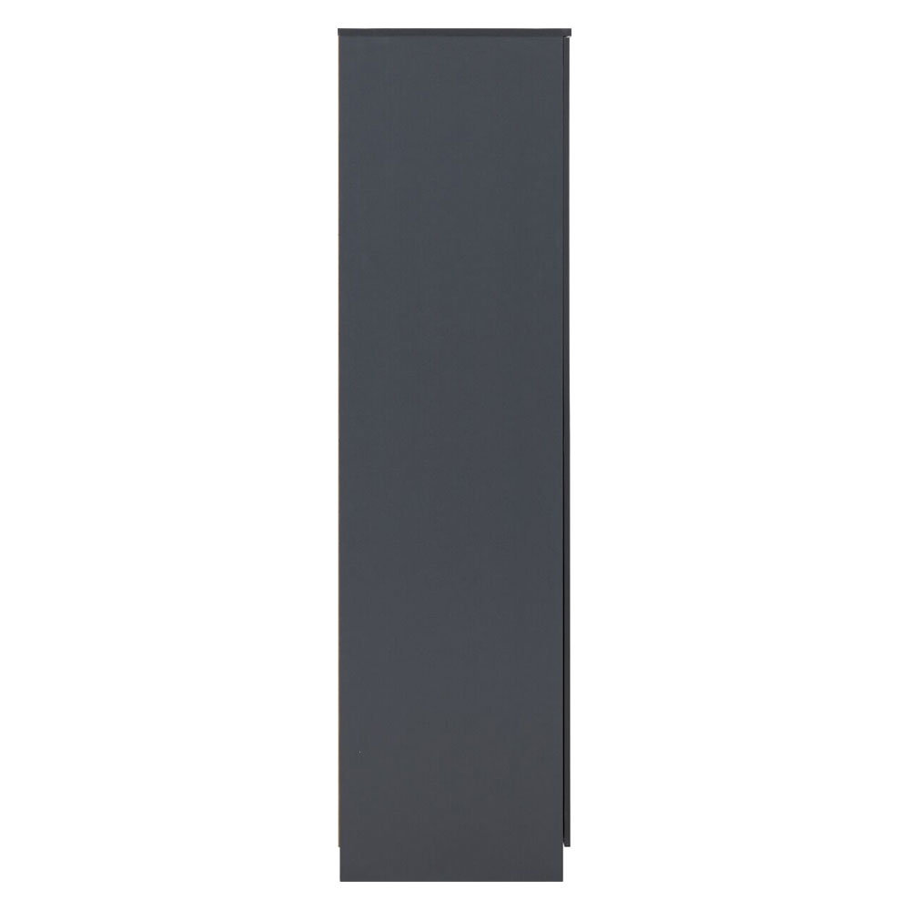 Delrion Wooden Wardrobe with 1 Glass Door 2 Drawers in Dark Grey