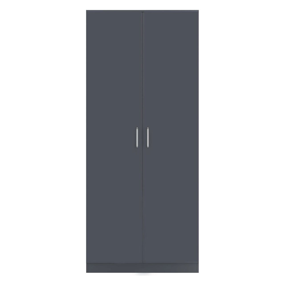 Delrion Wooden Wardrobe with 2 Doors in Dark Grey