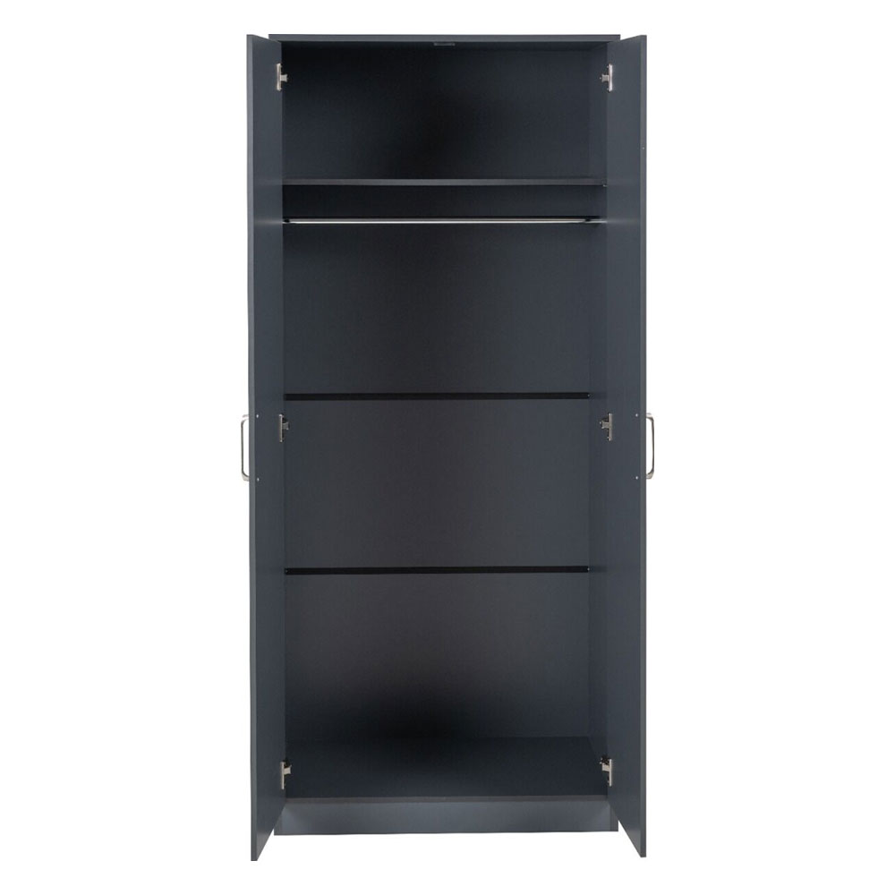 Delrion Wooden Wardrobe with 2 Doors in Dark Grey
