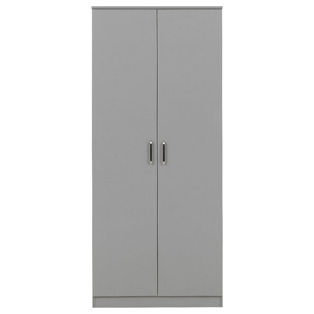 Delrion Wooden Wardrobe with 2 Doors in Light Grey