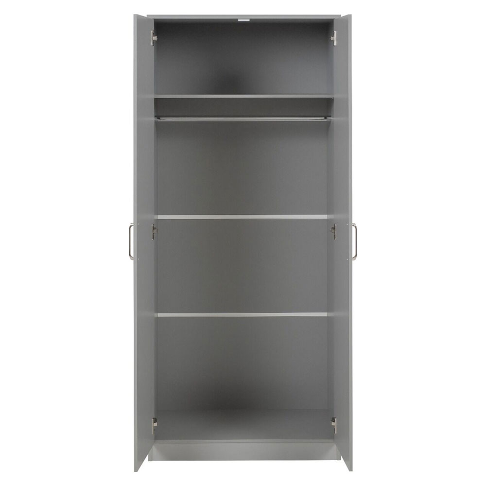 Delrion Wooden Wardrobe with 2 Doors in Light Grey