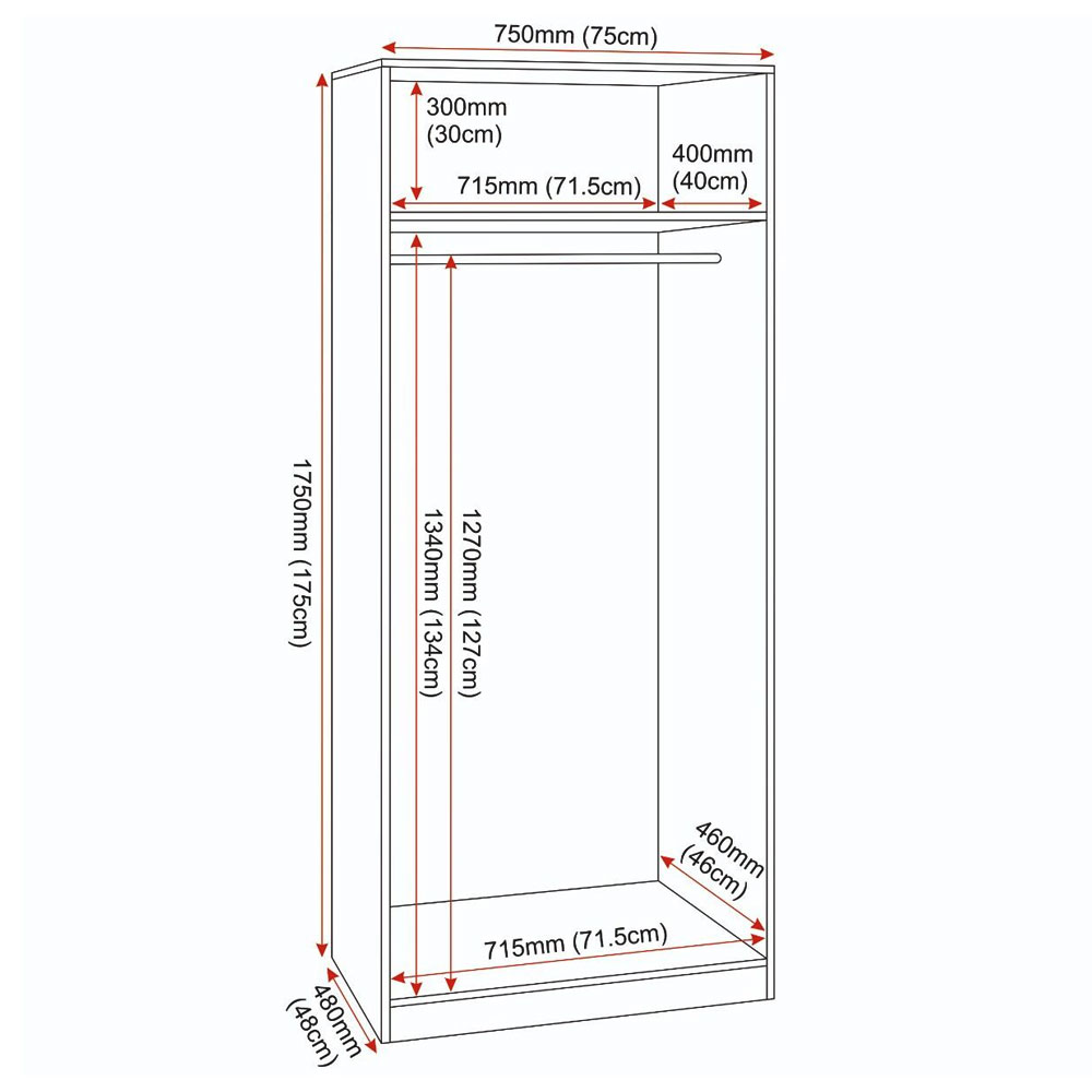 Delrion Wooden Wardrobe with 2 Doors in Light Grey