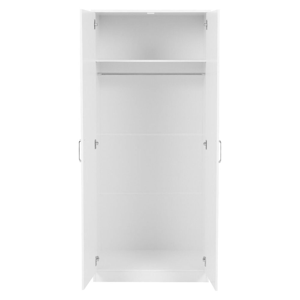 Delrion Wooden Wardrobe with 2 Doors in White