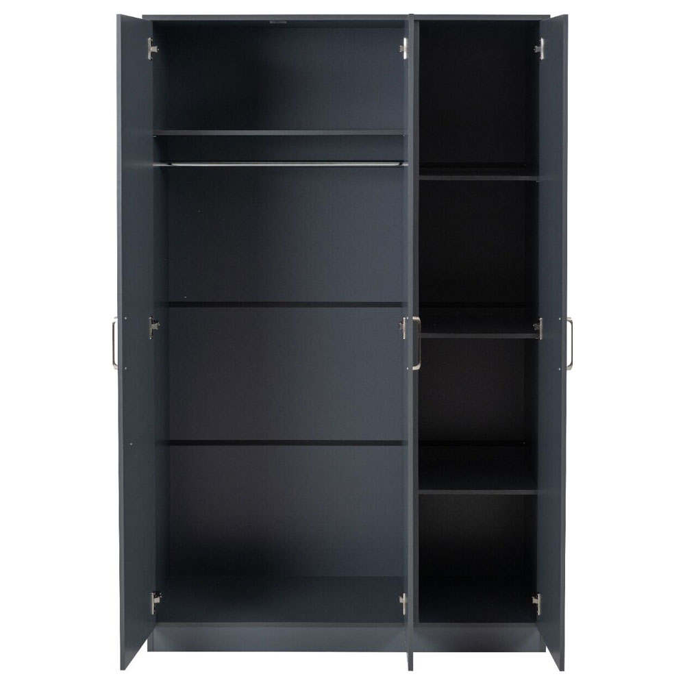 Delrion Wooden Bedroom Furniture Set with 3 Doors 10 Drawers in Dark Grey