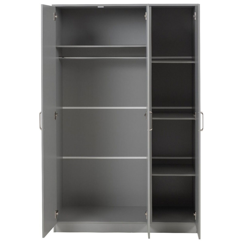 Delrion Wooden Bedroom Furniture Set with 3 Doors 10 Drawers in Light Grey