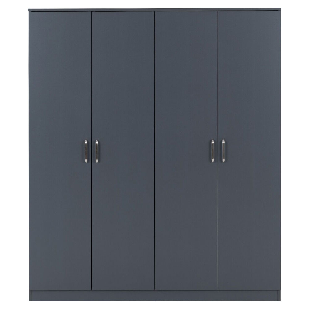 Delrion Wooden Wardrobe with 4 Doors in Dark Grey