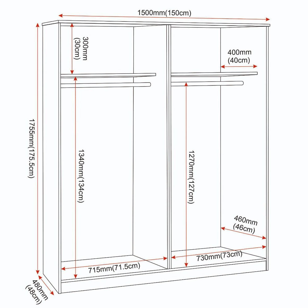 Delrion Wooden Wardrobe with 4 Doors in Dark Grey