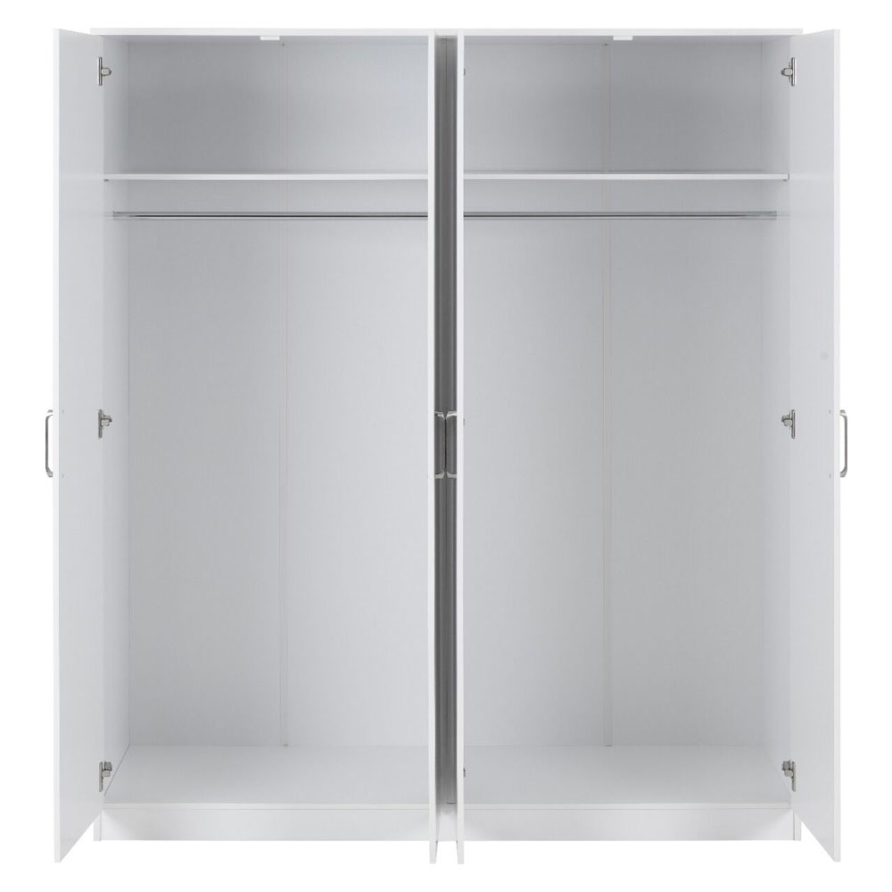 Delrion Wooden Wardrobe with 4 Doors in White