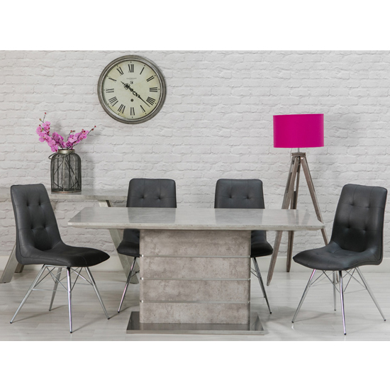 Product photograph of Laurel Marble Effect Dining Set With 4 Grey Tampa Chairs from Furniture in Fashion