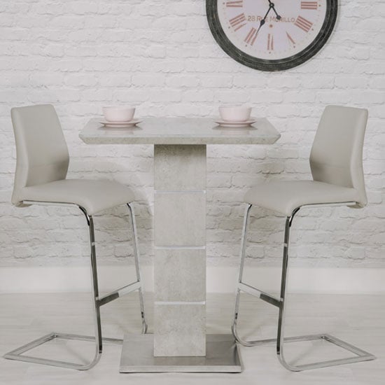 Read more about Delta marble effect bar table with 2 taupe seattle stools