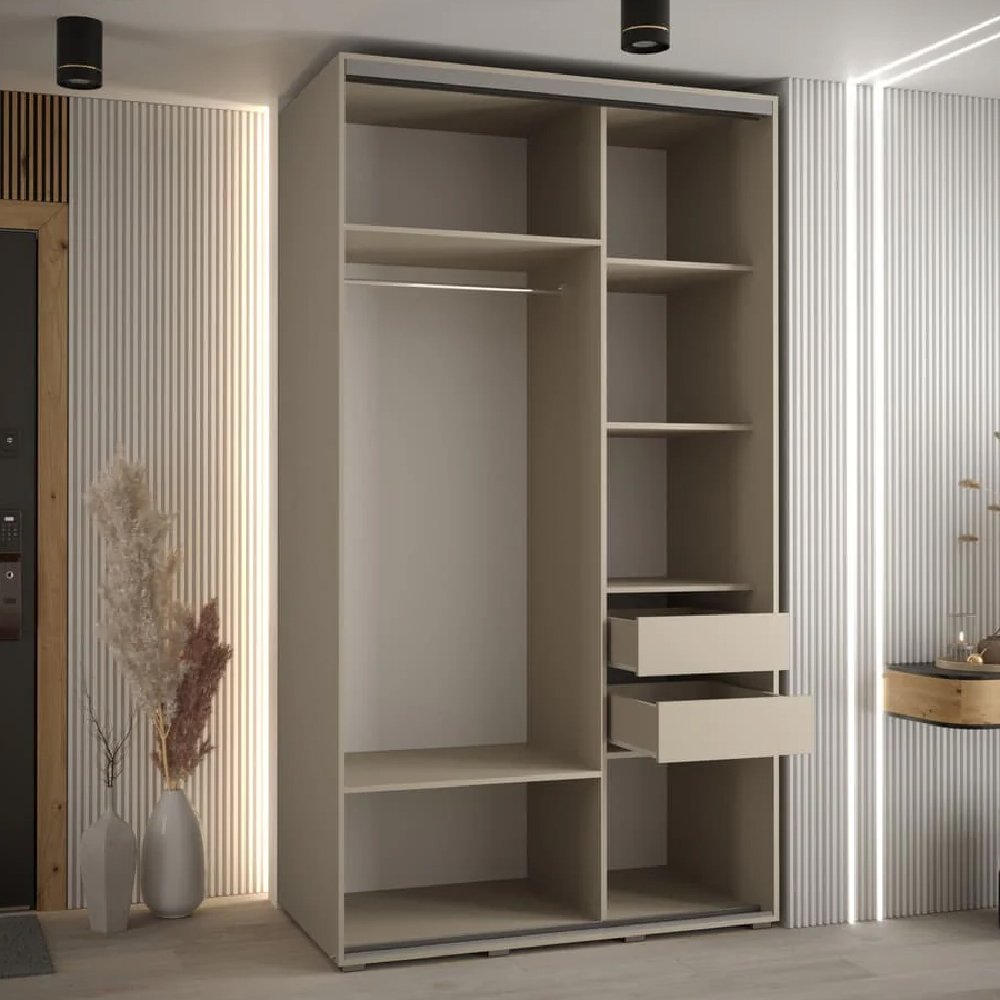 Delta Mirrored Wardrobe With 2 Sliding Doors In Cashmere