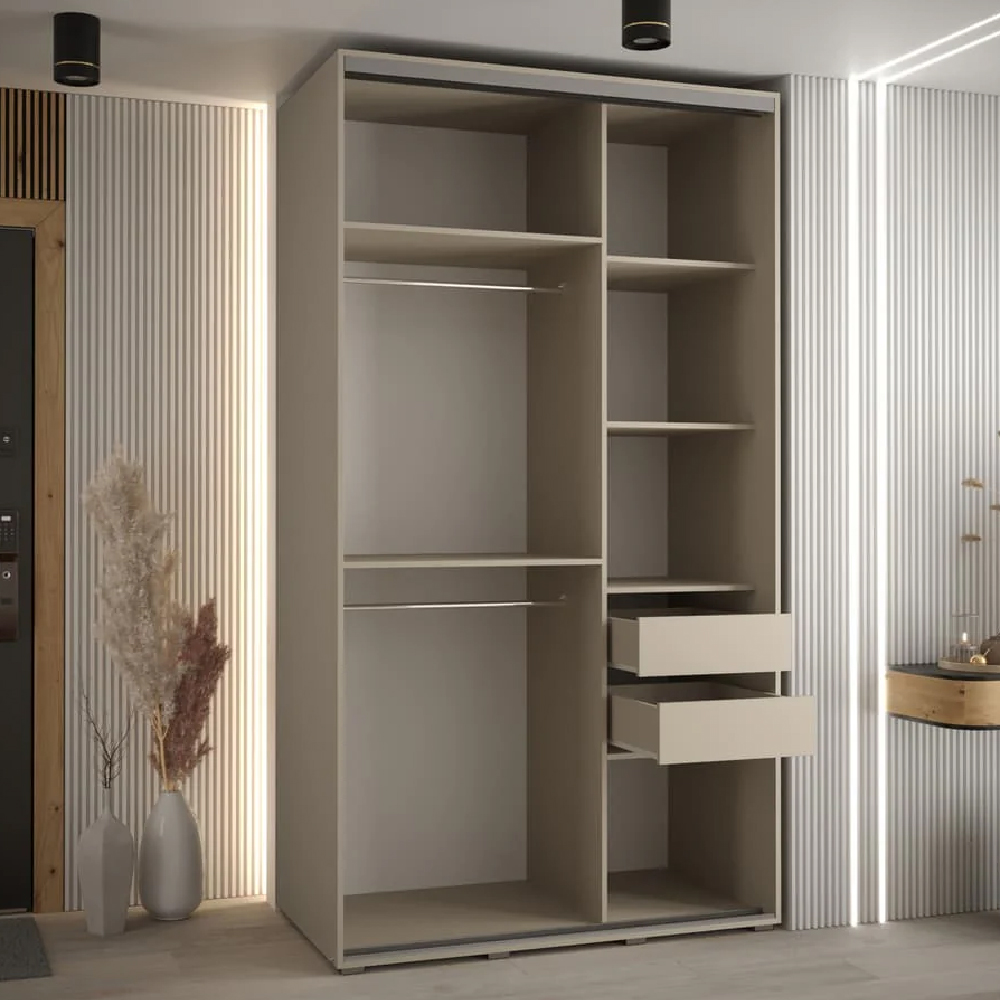 Delta Mirrored Wardrobe With 2 Sliding Doors In Cashmere