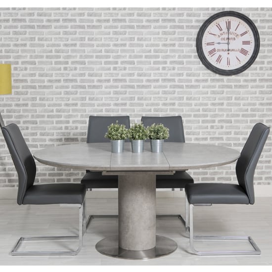 Read more about Delta round extending dining set with 4 grey seattle chairs