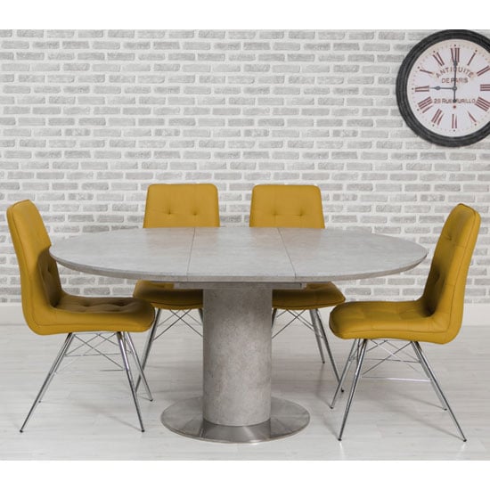 Read more about Delta round extending dining set with 4 ochre tampa chairs