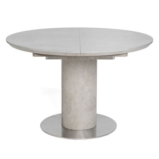 Photo of Delta round extending dining table with brushed steel base