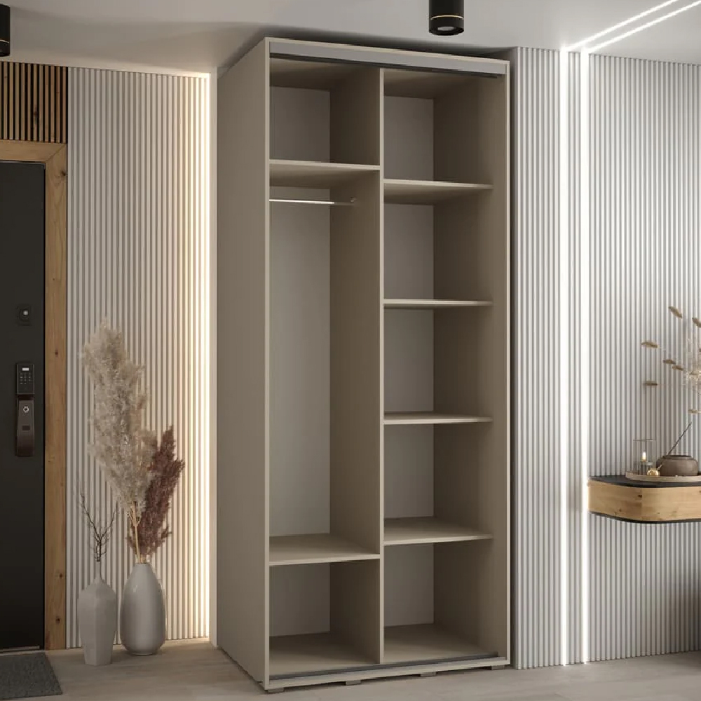 Delta Wooden Wardrobe With 2 Sliding Doors In Cashmere