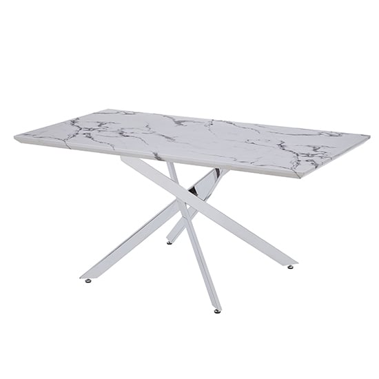 Deltino Diva Marble Effect Dining Table With 6 Opal Grey Chairs_2