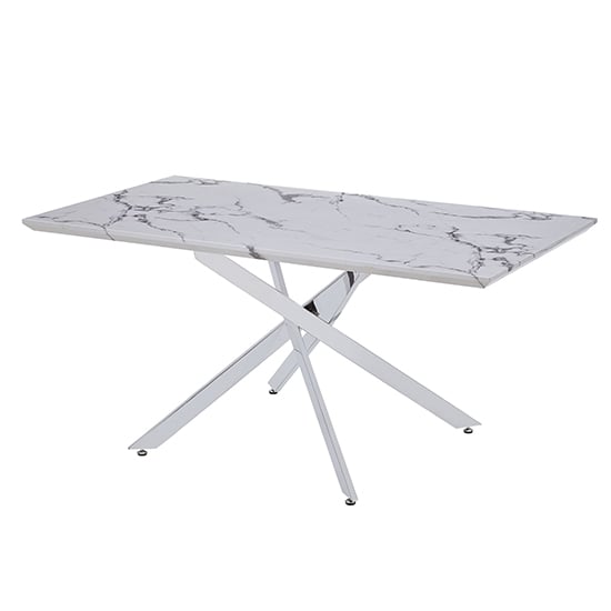 Product photograph of Deltino High Gloss Dining Table In Diva Marble Effect from Furniture in Fashion