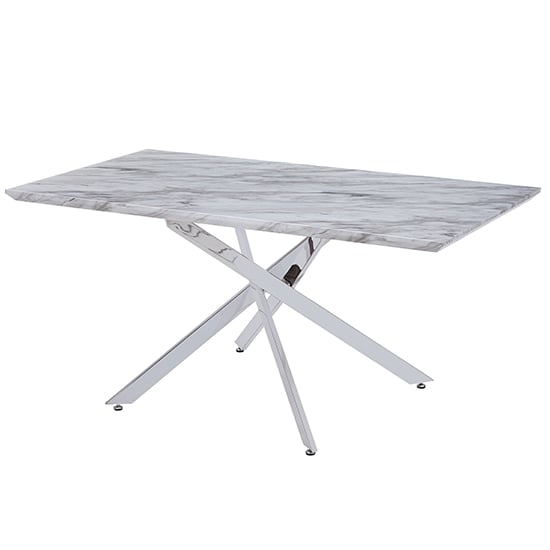 Photo of Deltino high gloss dining table in magnesia marble effect