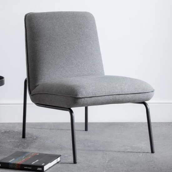 Daxia Fabric Upholstered Bedroom Chair In Grey Wool Effect Furniture