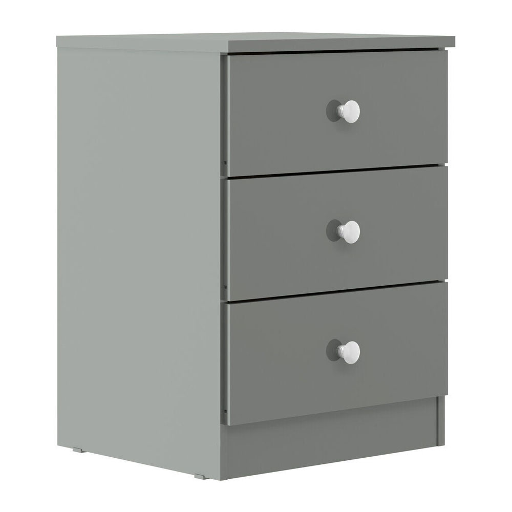 Delvian High Gloss Effect Bedside Cabinet with 3 Drawers in Grey