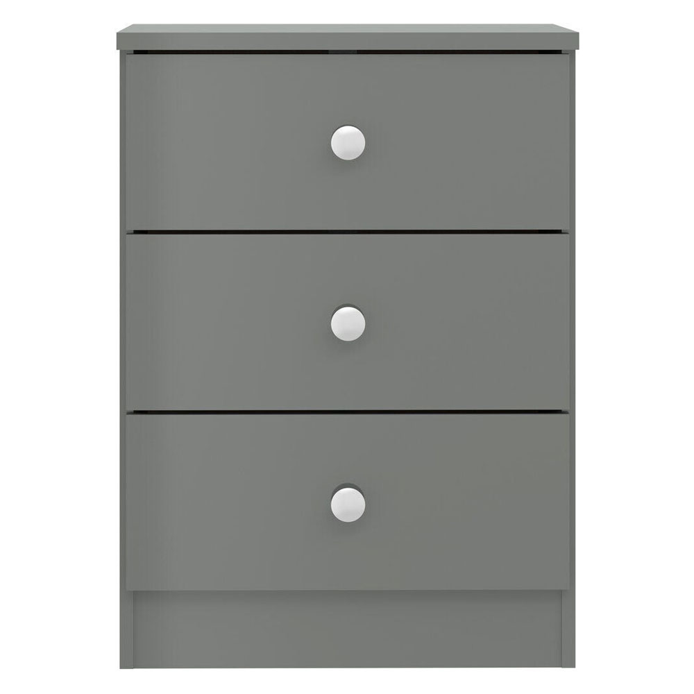 Delvian High Gloss Effect Bedside Cabinet with 3 Drawers in Grey