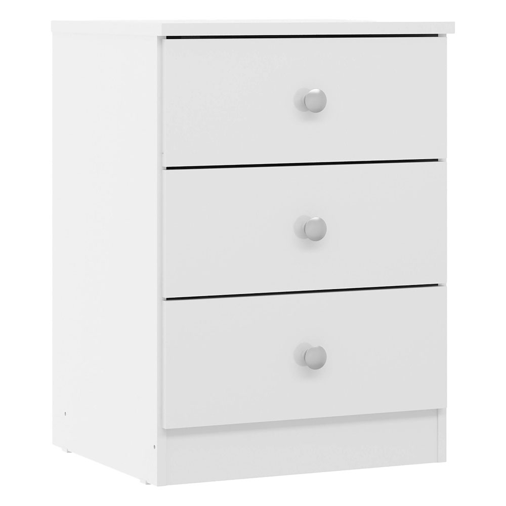 Delvian High Gloss Effect Bedside Cabinet with 3 Drawers in White