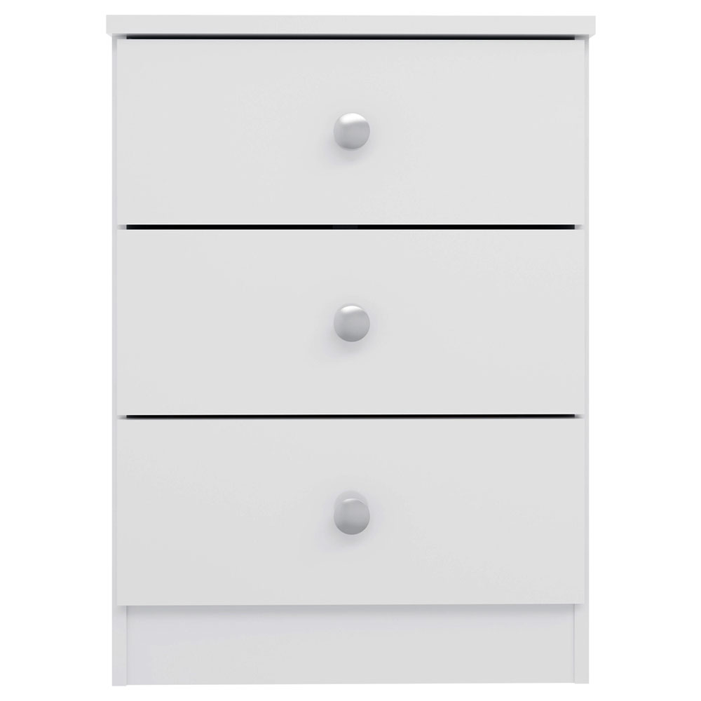 Delvian High Gloss Effect Bedside Cabinet with 3 Drawers in White