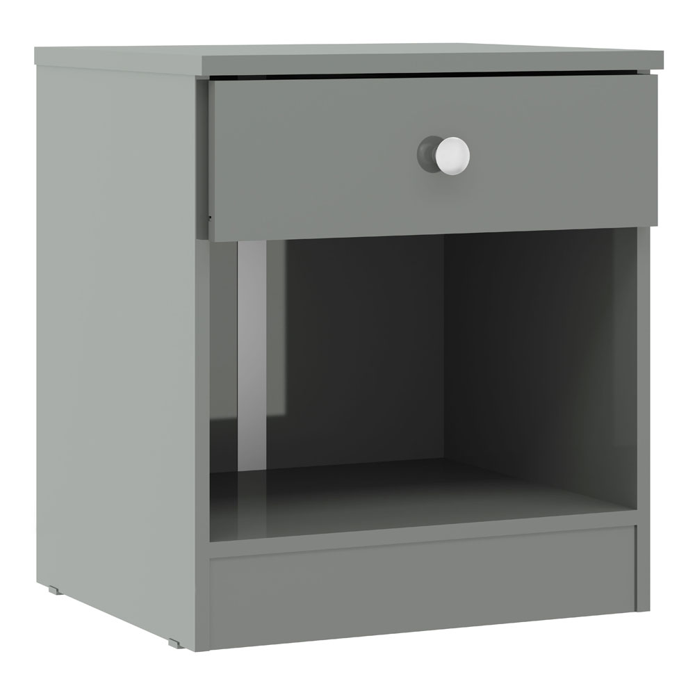 Delvian High Gloss Effect Bedside Cabinet in Grey