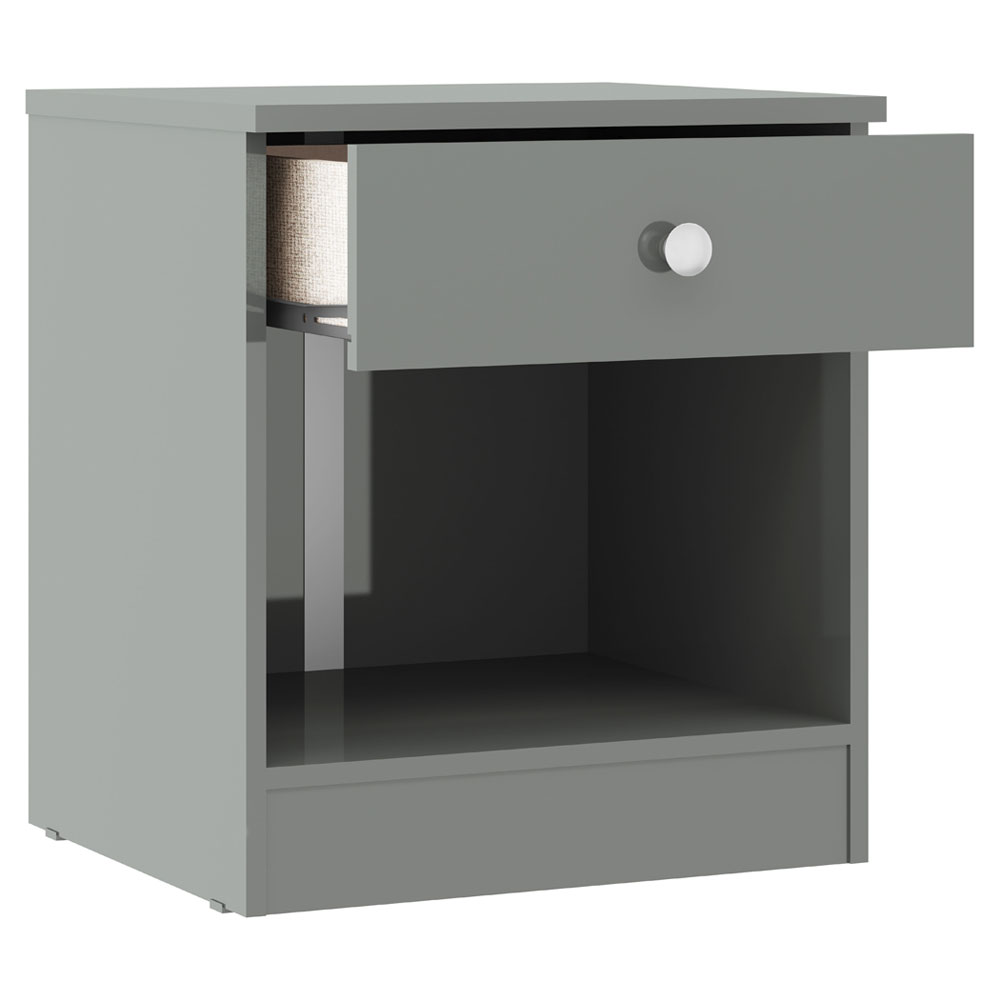 Delvian High Gloss Effect Bedside Cabinet in Grey